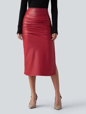Halara High Waisted Tummy Control Ruched Midi Skirt